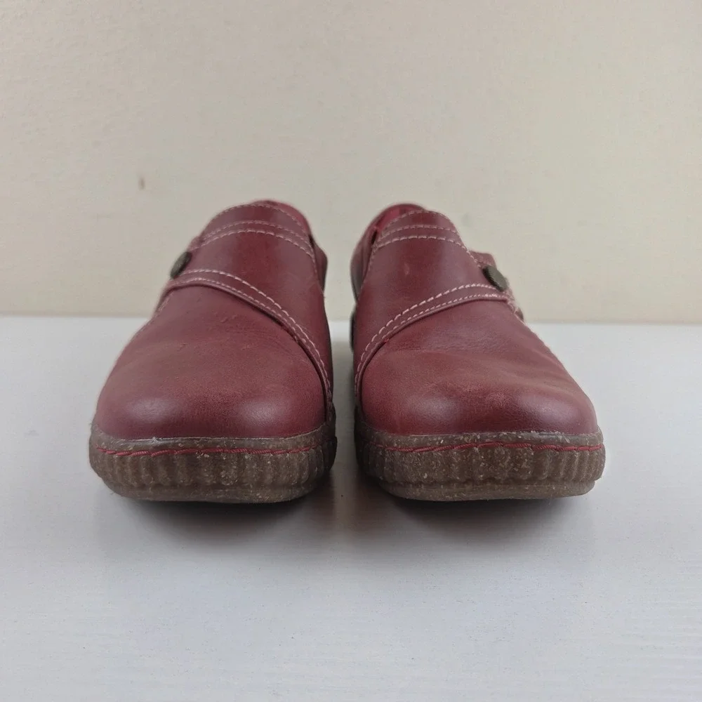 Clarks Caroline Pearl Red Leather Comfort Casual Shoes Women's Size 9 M